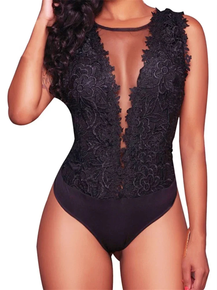 The Lace Floral Deep V Bodysuit