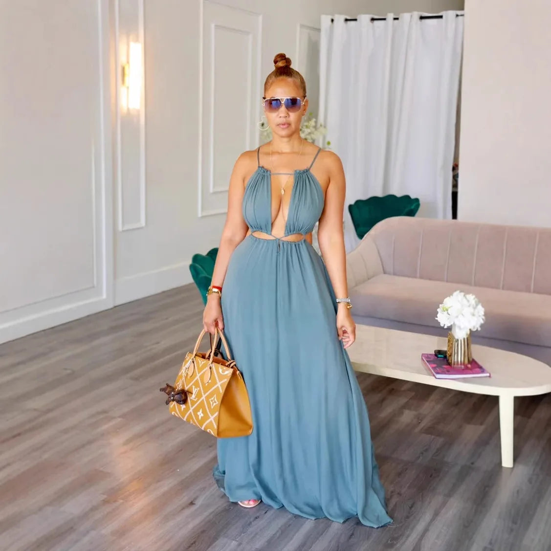 The Lace-Up Drawstring Sleeveless Maxi Dress