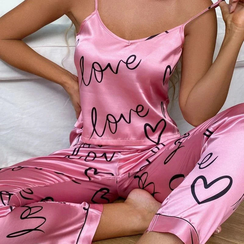 The Love Notes Satin Cami Pajama Set