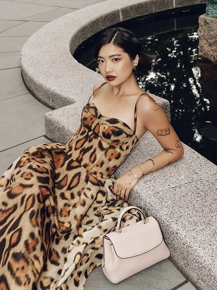 The Leopard Print Sling A-Line Dress