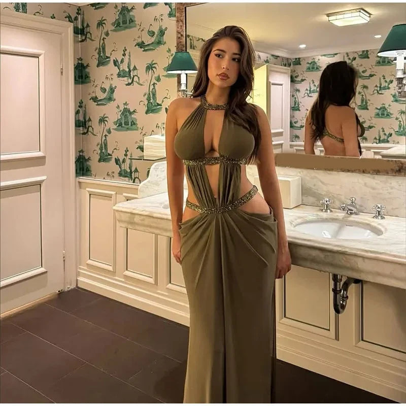 The Hollow Out Halter Maxi Gown