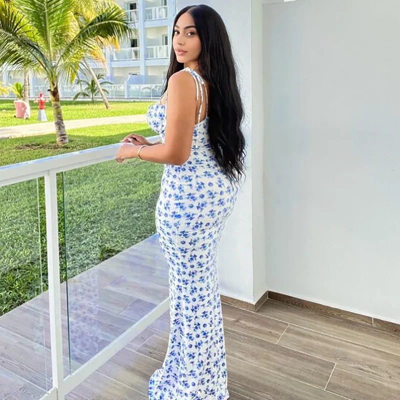 The Floral Strapless Bodycon Maxi Dress