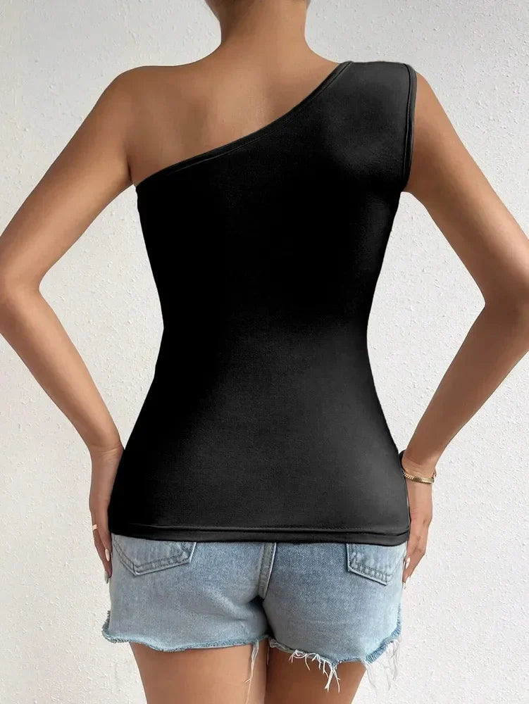 One-Shoulder Ruched Tank Top
