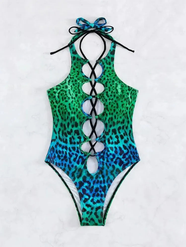 Daxiyee Wild Lagoon Lace-Up Swimsuit