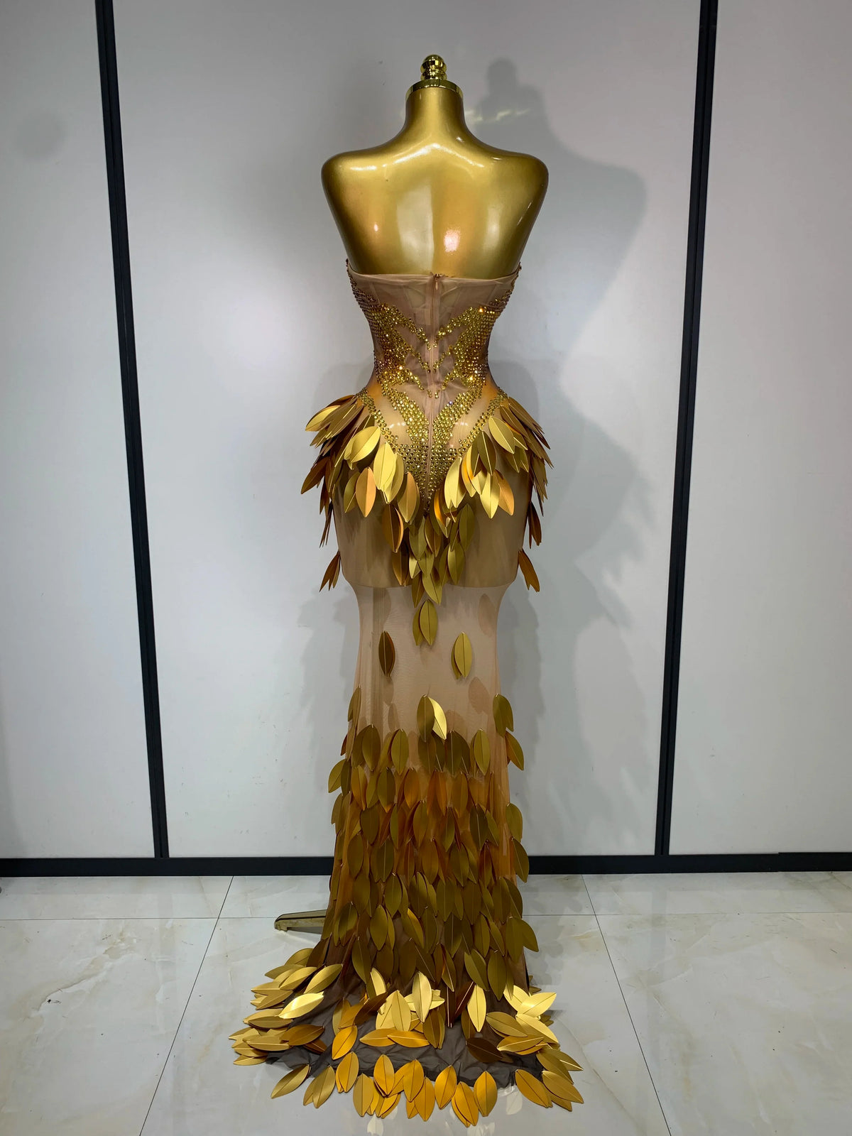 The Gilded Goddess Strapless Mesh Gown