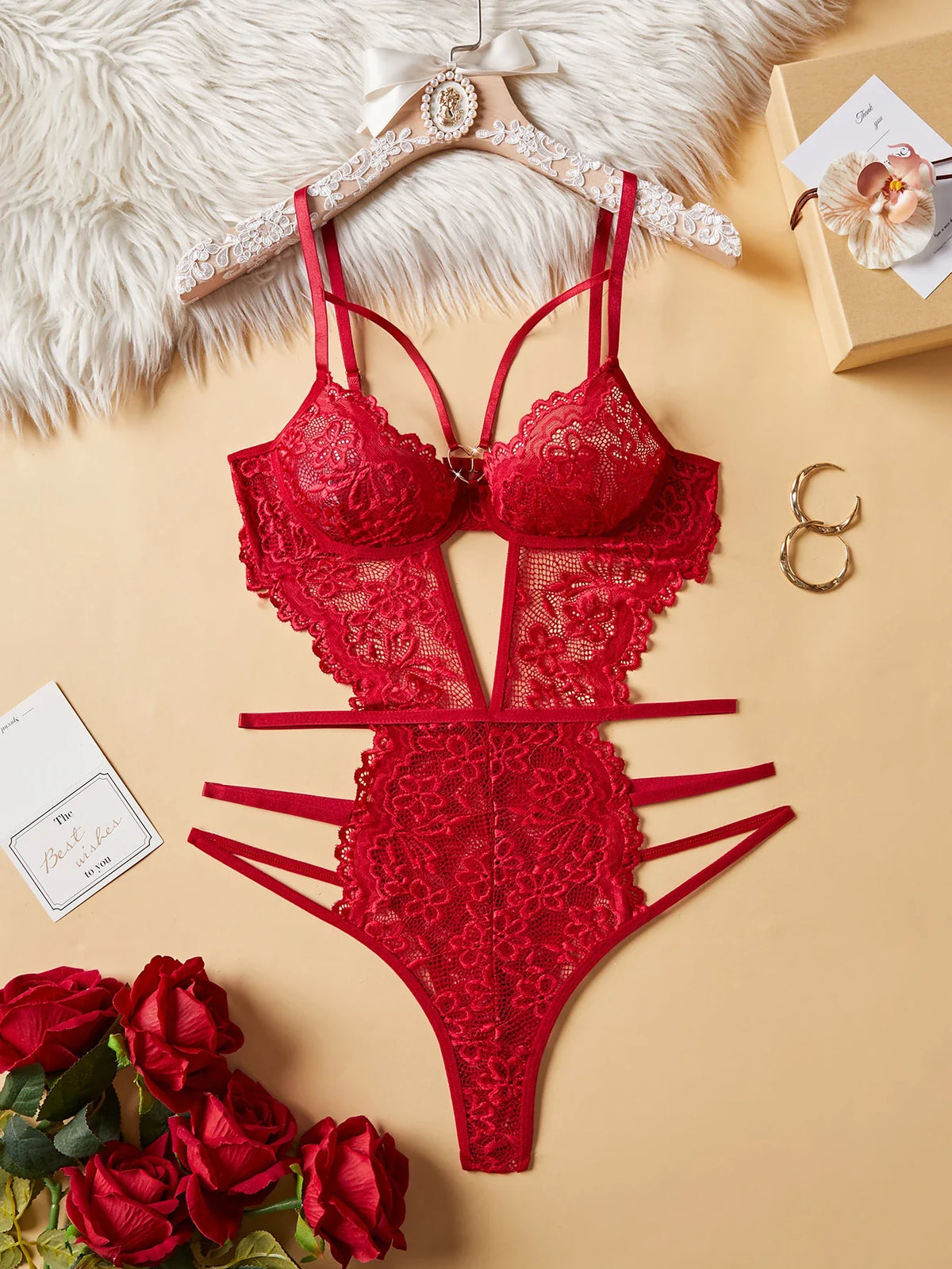 The Heart Embroidered Lace Bodysuit