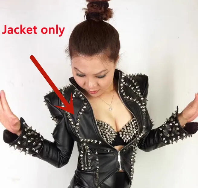 The Studded Rebel Faux-Leather Zip Jacket