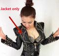 The Studded Rebel Faux-Leather Zip Jacket