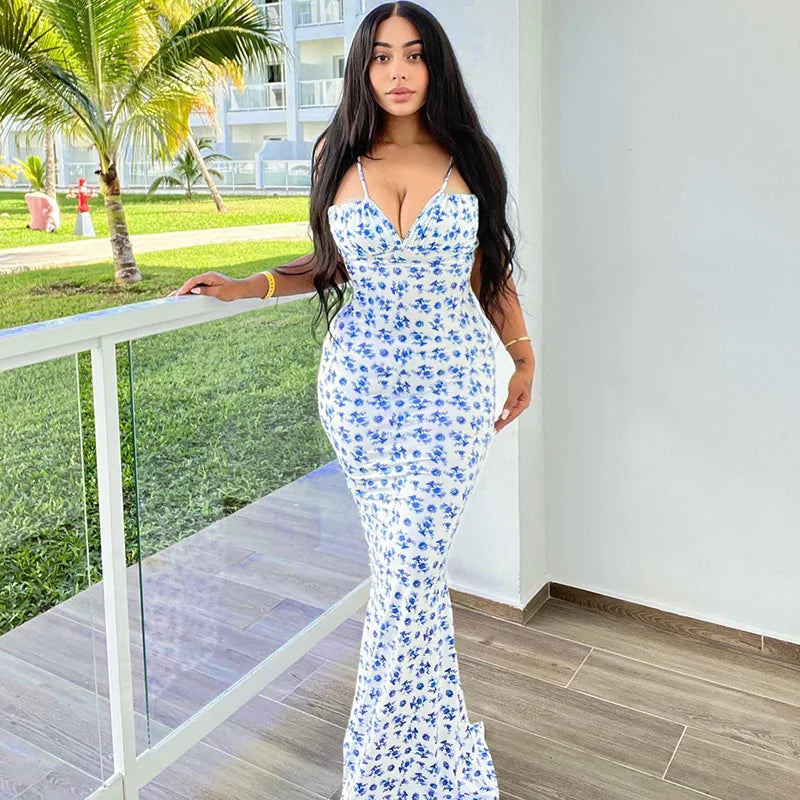 The Floral Strapless Bodycon Maxi Dress