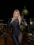 The Sheer Mesh Skinny Zip Jumpsuit