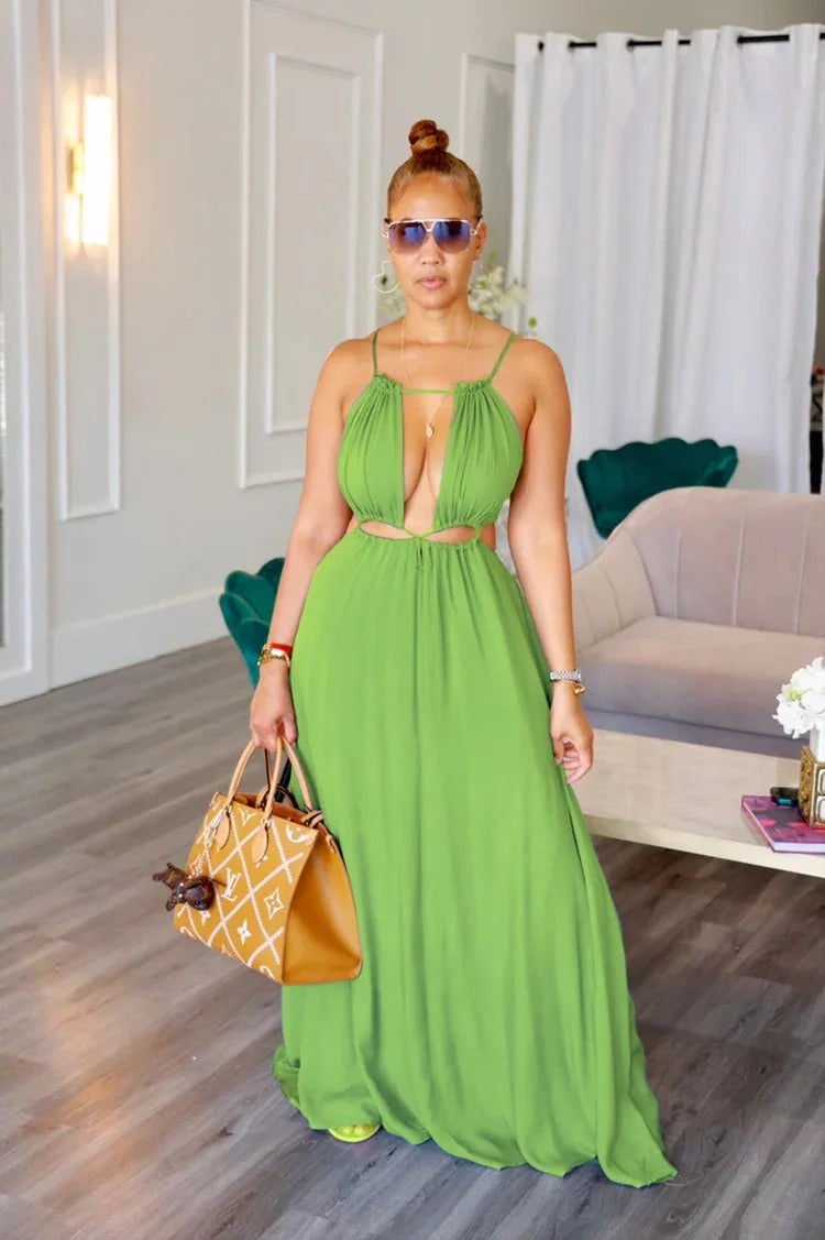 The Lace-Up Drawstring Sleeveless Maxi Dress