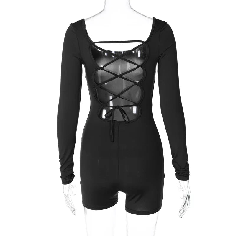 Hugcitar Afterhours Lace-Up Romper