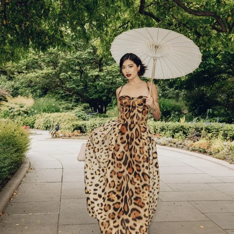 The Leopard Print Sling A-Line Dress