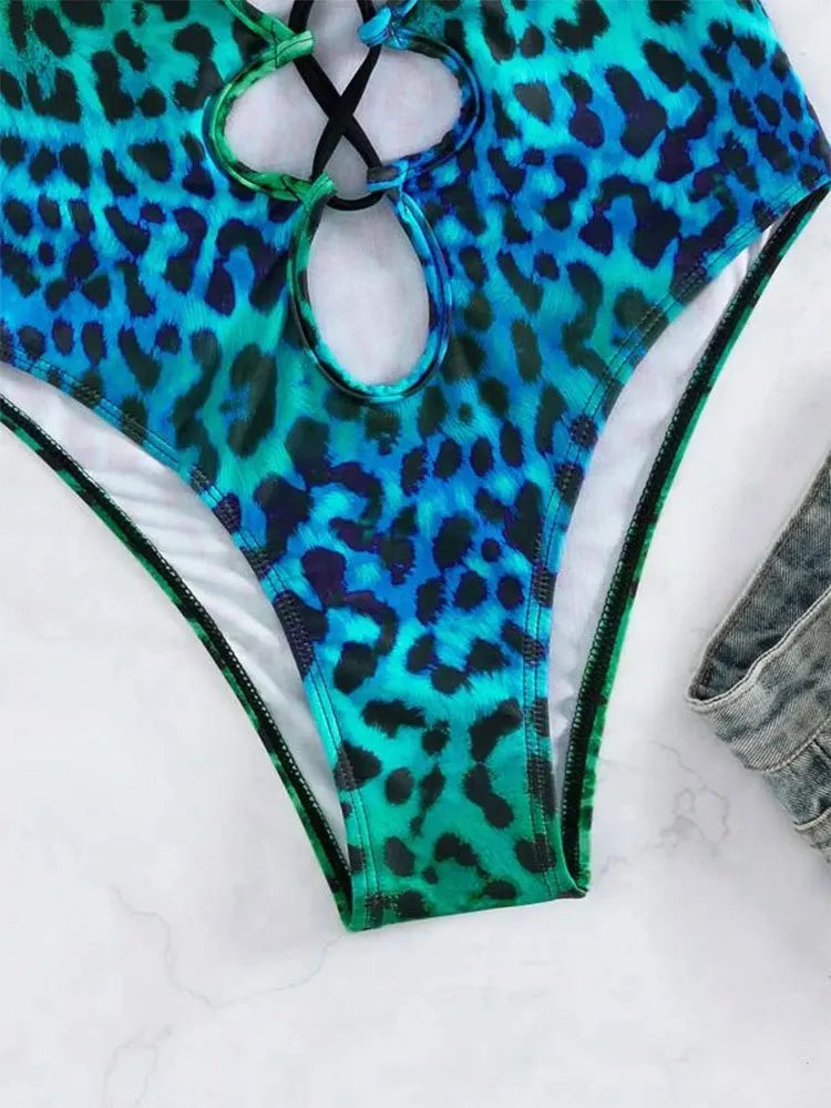 Daxiyee Wild Lagoon Lace-Up Swimsuit