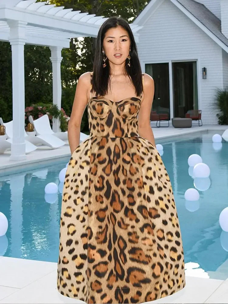 The Leopard Print Sling A-Line Dress