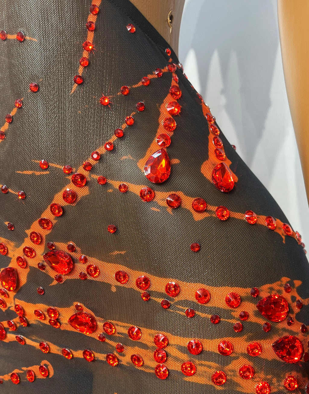 The Crimson Flame Rhinestone Mini Dress