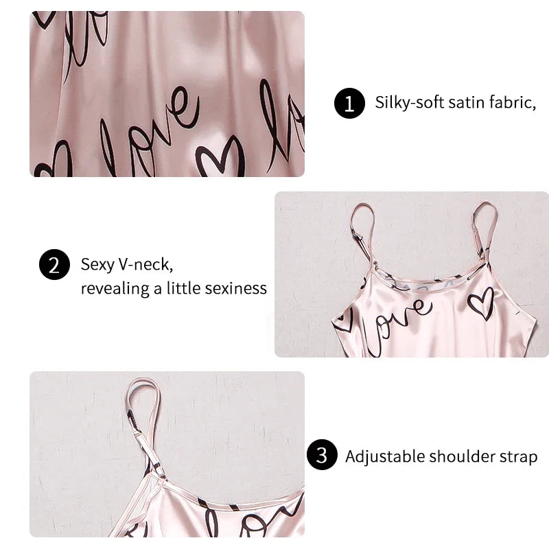 The Love Notes Satin Cami Pajama Set