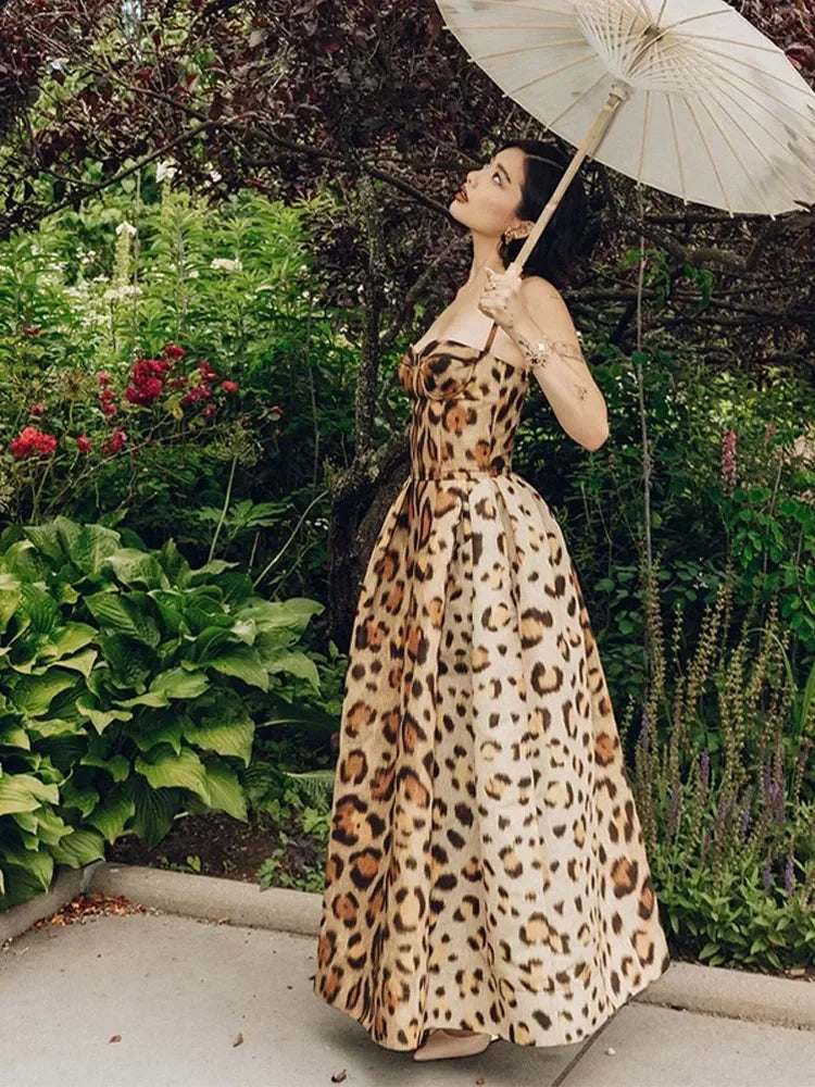 The Leopard Print Sling A-Line Dress