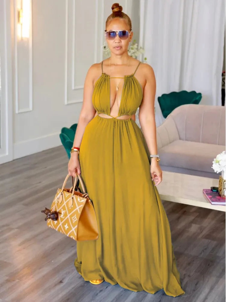 The Lace-Up Drawstring Sleeveless Maxi Dress