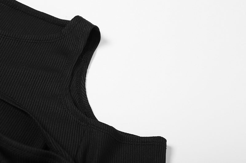 The Noir Edge Cold-Shoulder Mini Dress