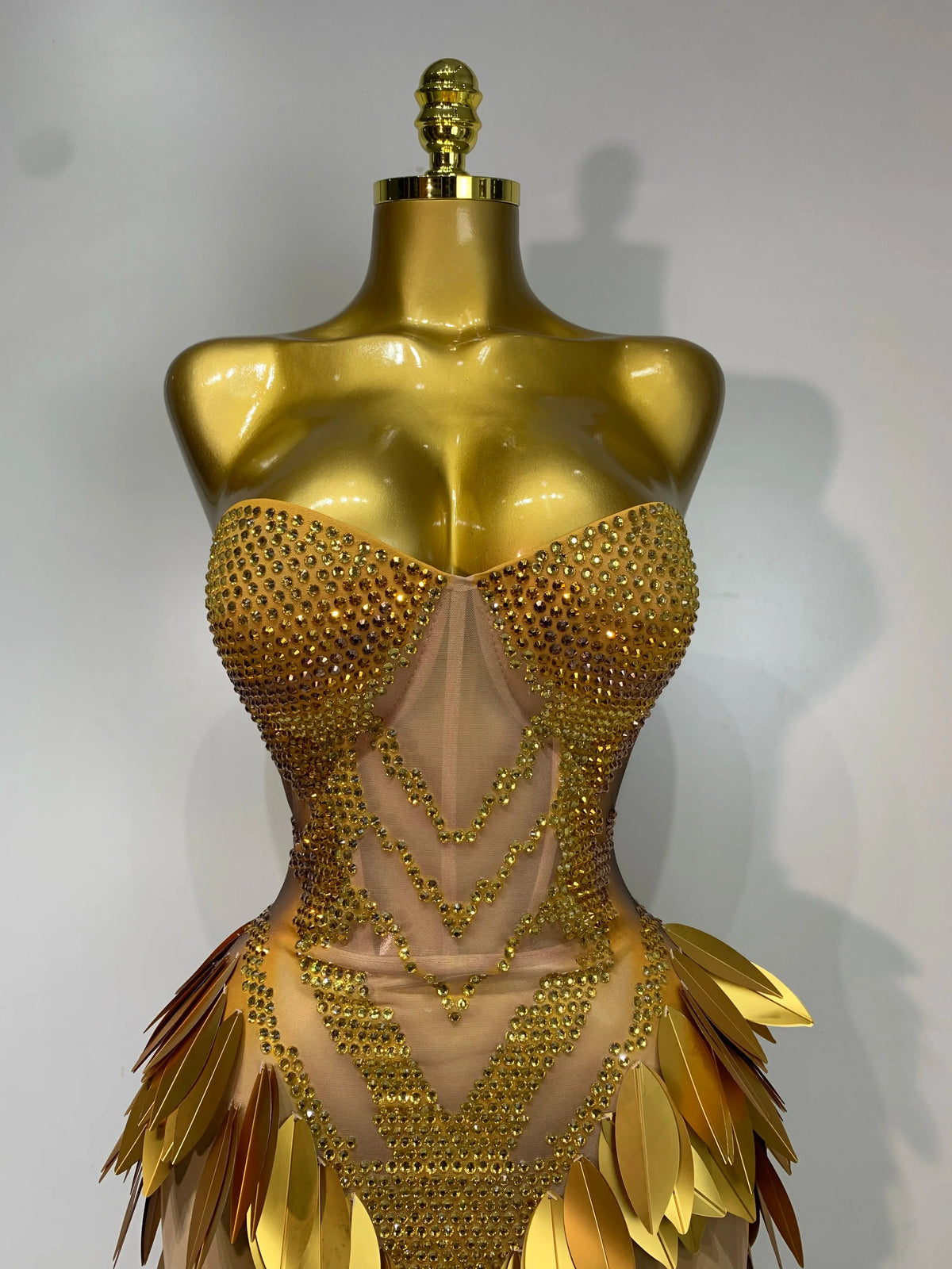 The Gilded Goddess Strapless Mesh Gown