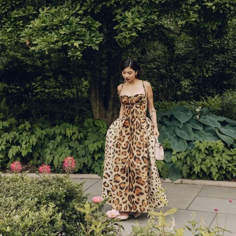 The Leopard Print Sling A-Line Dress