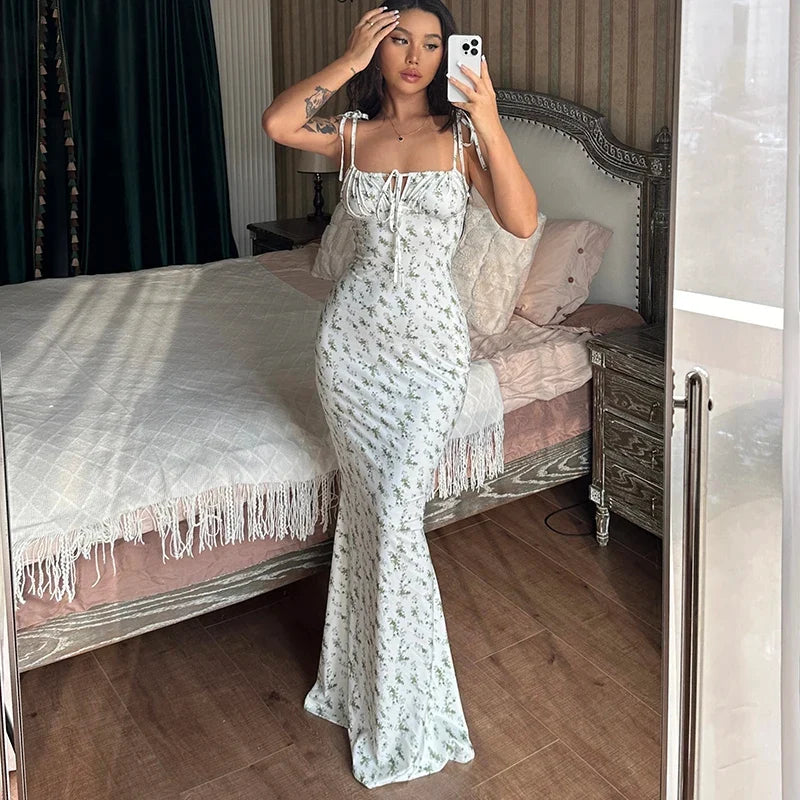 The Floral Strapless Bodycon Maxi Dress