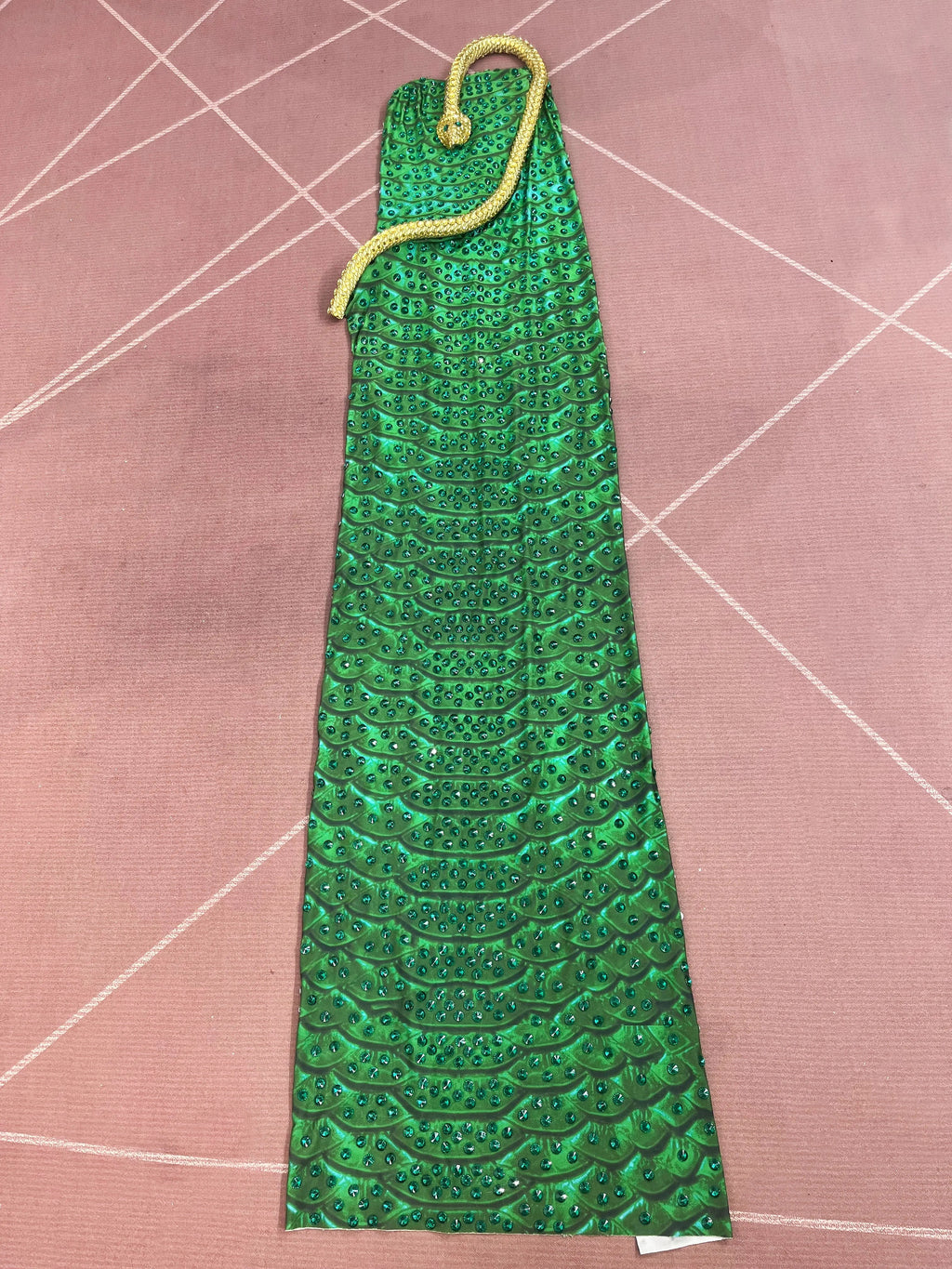 The Emerald Serpent Strapless Rhinestone Gown