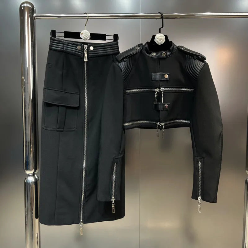 The Downtown Edge Moto Jacket & Cargo Skirt Separates