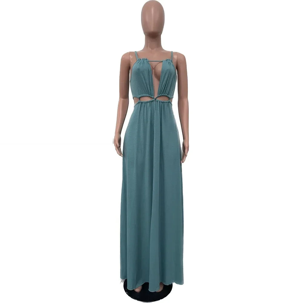 The Lace-Up Drawstring Sleeveless Maxi Dress