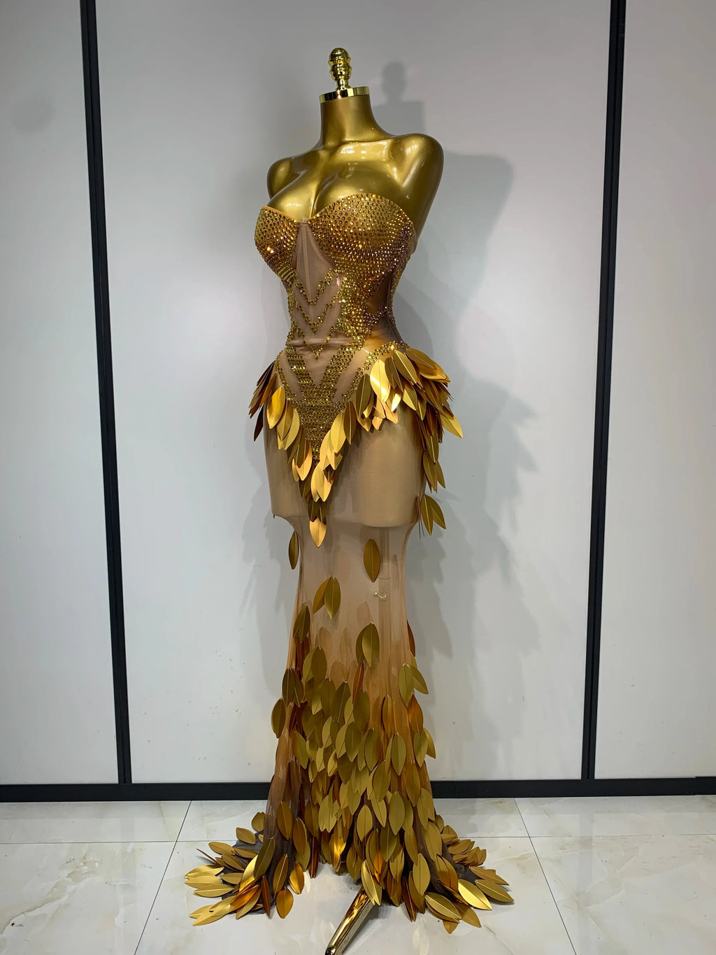 The Gilded Goddess Strapless Mesh Gown