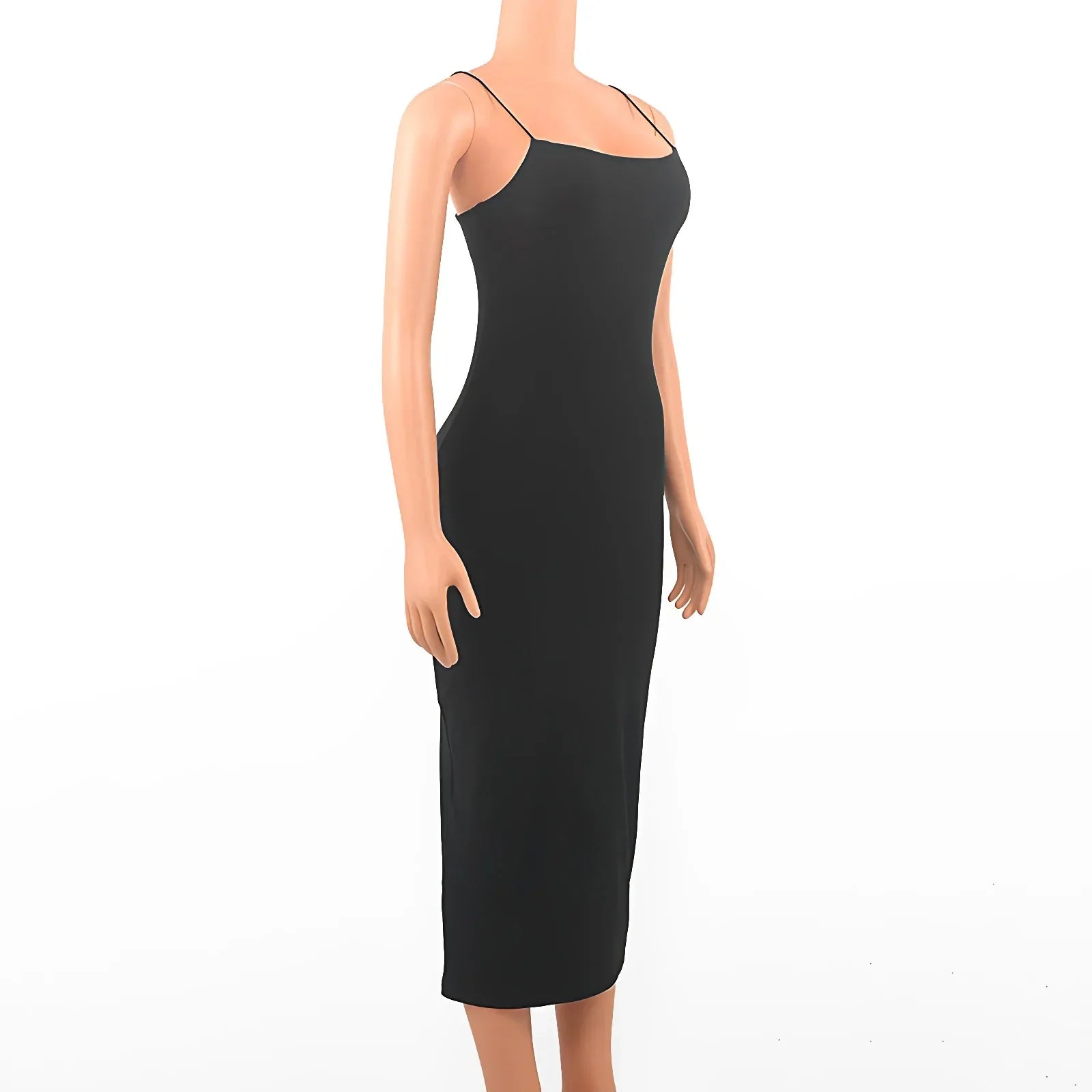 Square Neck Spaghetti Strap Backless Bodycon Maxi Dress
