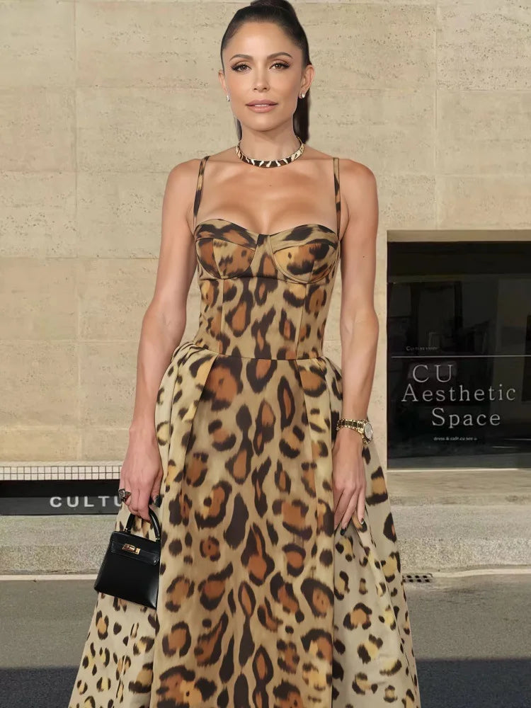The Leopard Print Sling A-Line Dress
