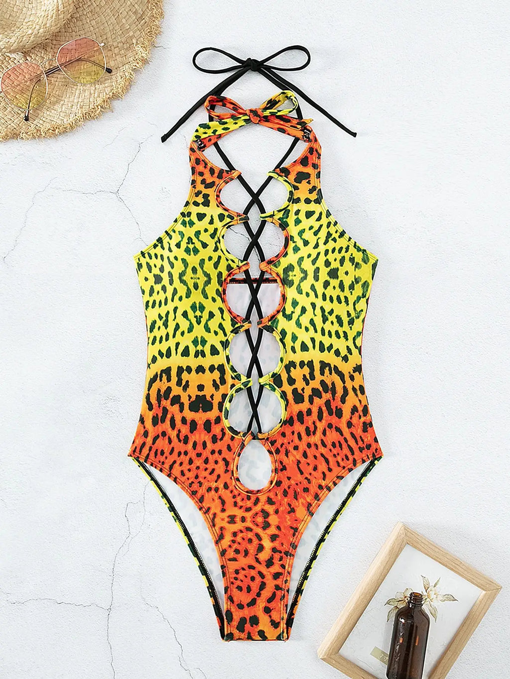 Daxiyee Wild Lagoon Lace-Up Swimsuit