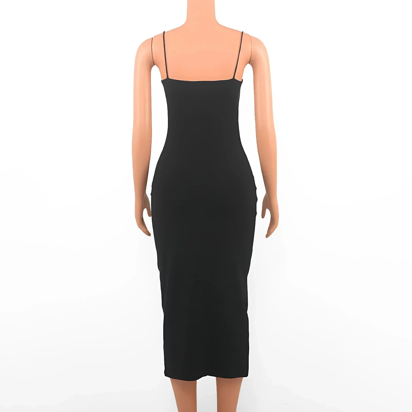 Square Neck Spaghetti Strap Backless Bodycon Maxi Dress