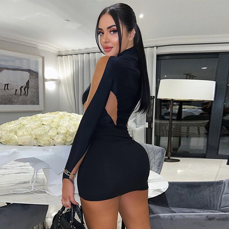 The Noir Illusion Mesh Mini Dress