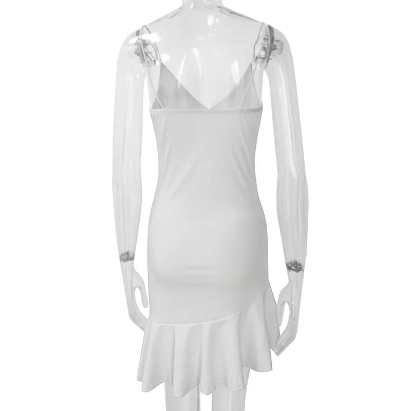The Ruffled V-Neck Bodycon Mini Dress