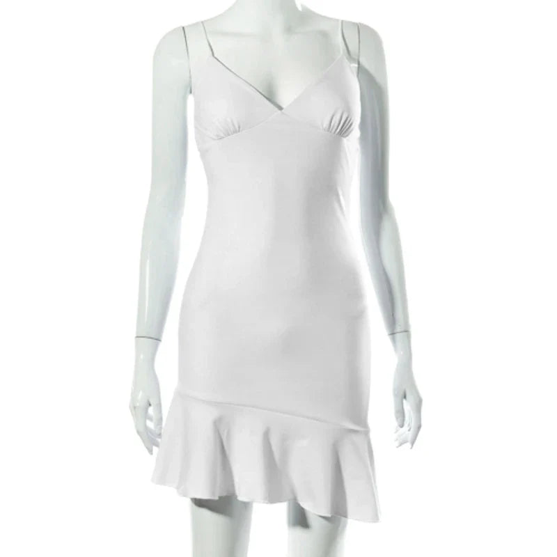 The Ruffled V-Neck Bodycon Mini Dress