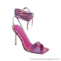 Snake Print Lace-Up Ankle Wrap Rhinestone Stiletto Sandal – Pink Multi