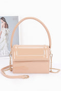 Patent Leather Mini Top Handle Bag | Boxy Flap with Gold Turn-Lock