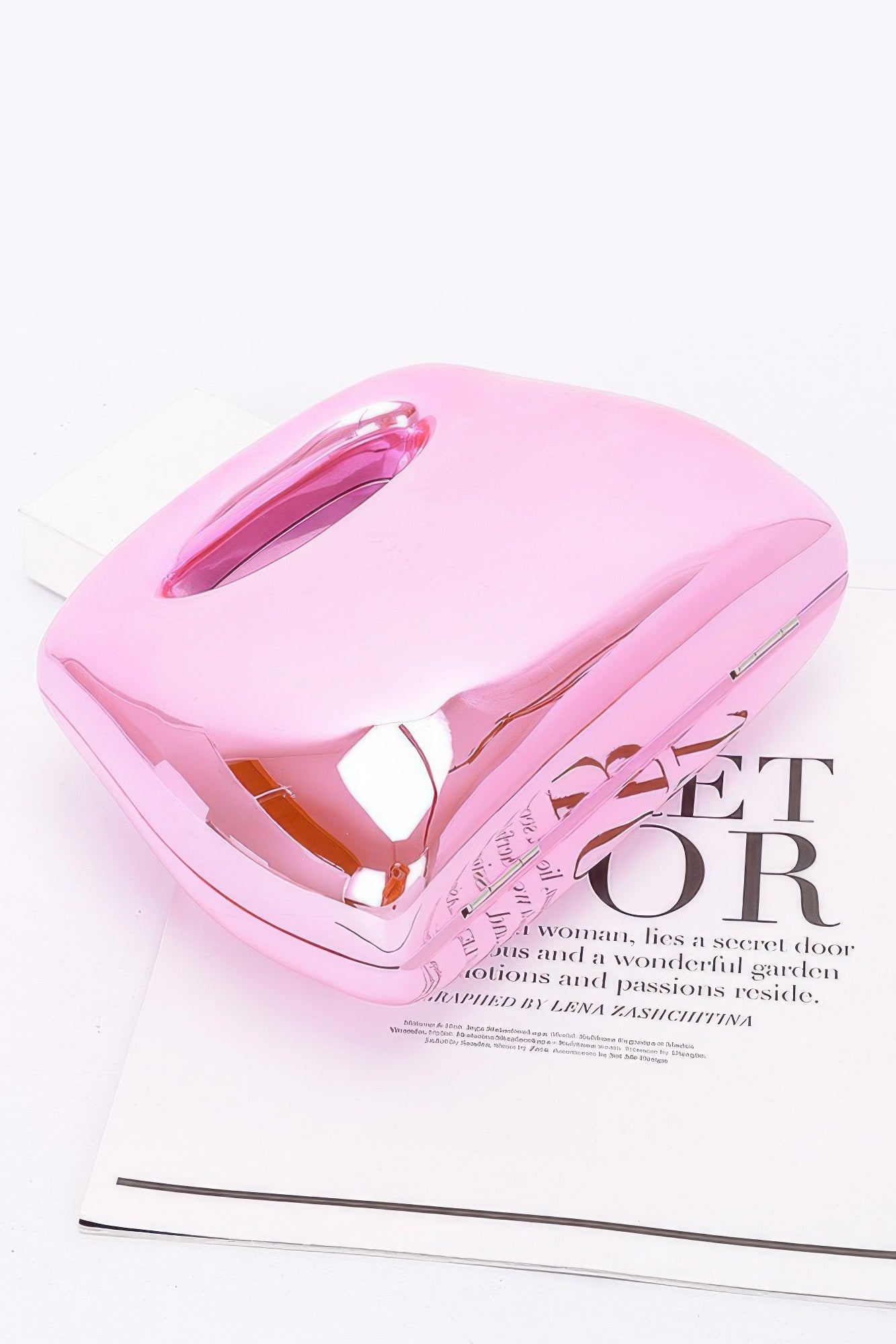 Metallic Acrylic Hard Case Bag | Top Handle Silver Chain Crossbody