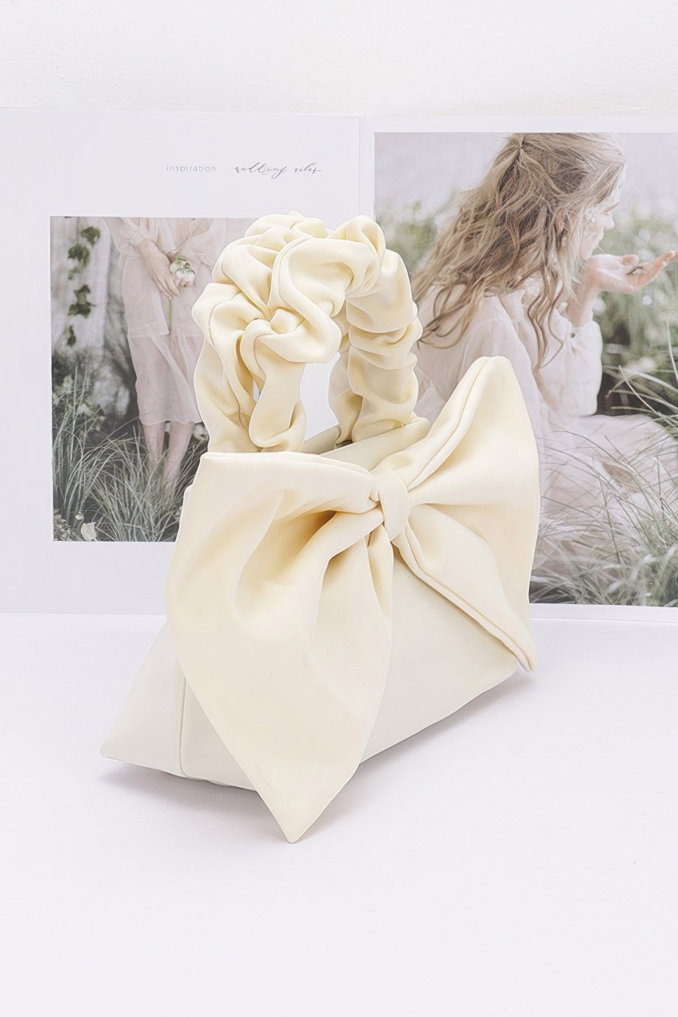 Bow Front Ruched Handle Bag | Gold Chain Crossbody Strap