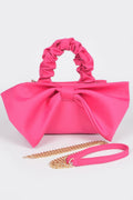 Bow Front Ruched Handle Bag | Gold Chain Crossbody Strap