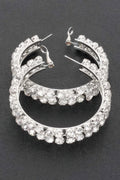 Double Layered Rhinestone Hoop Earrings | Gold & Silver