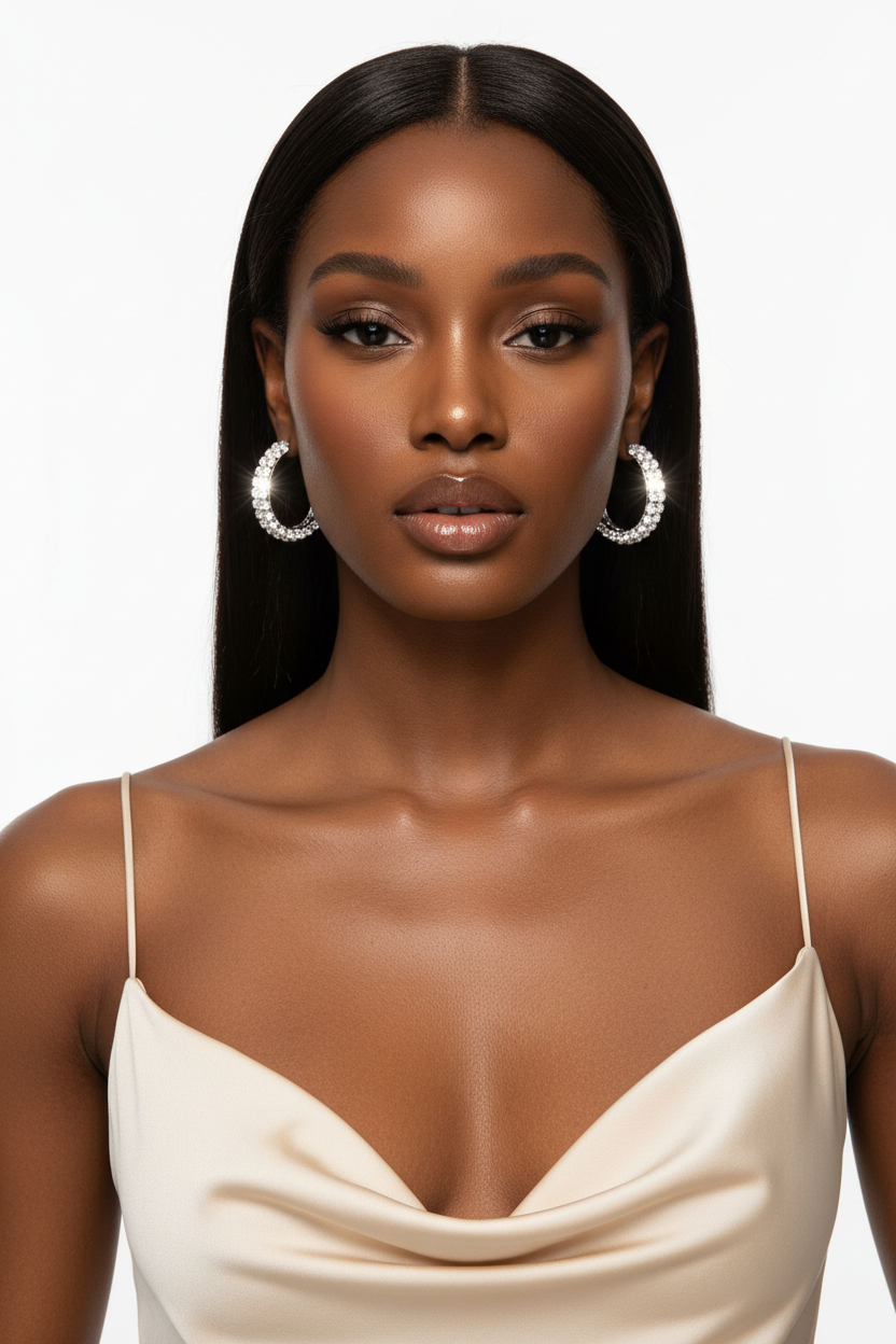 Double Layered Rhinestone Hoop Earrings | Gold & Silver
