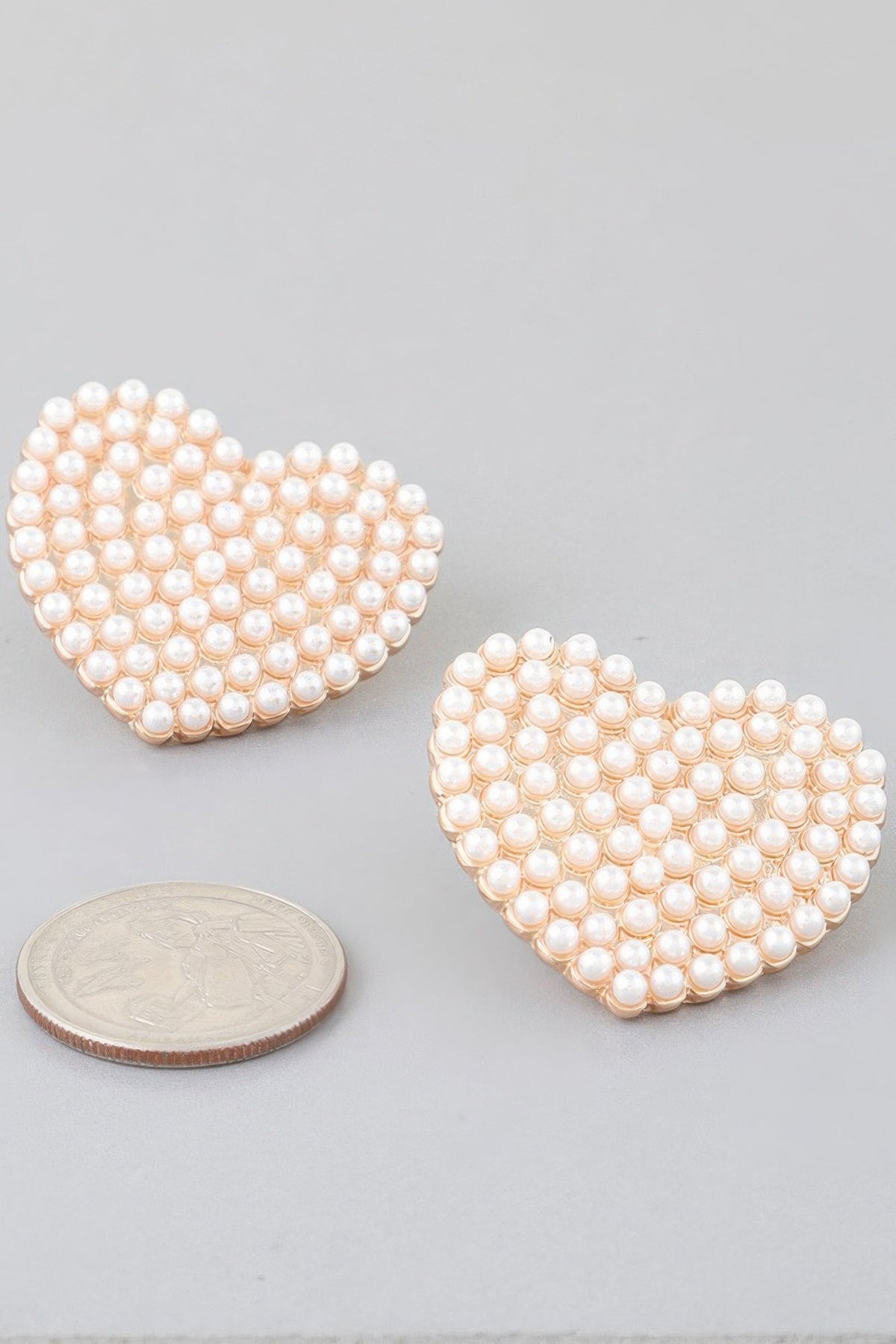 The Pearled Heart Stud Earrings