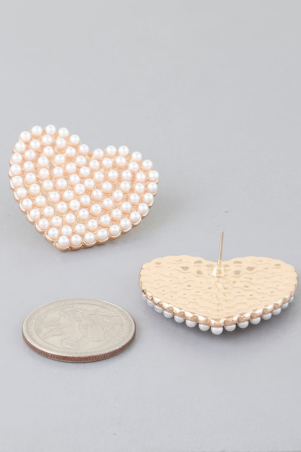 The Pearled Heart Stud Earrings