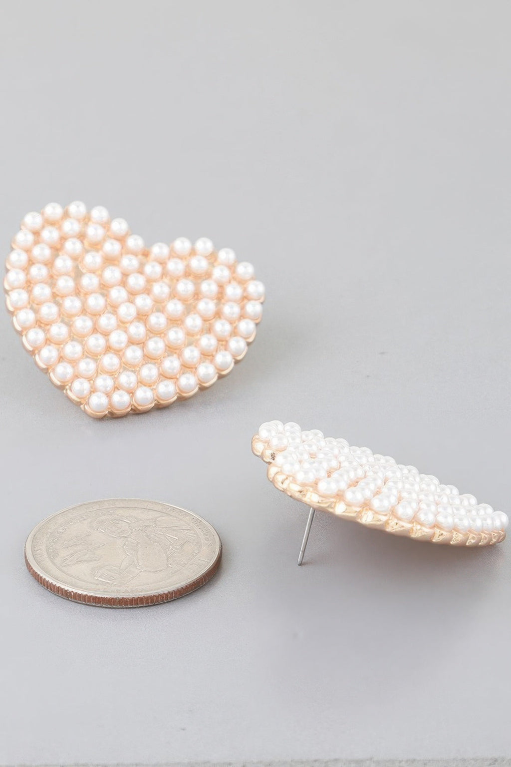The Pearled Heart Stud Earrings