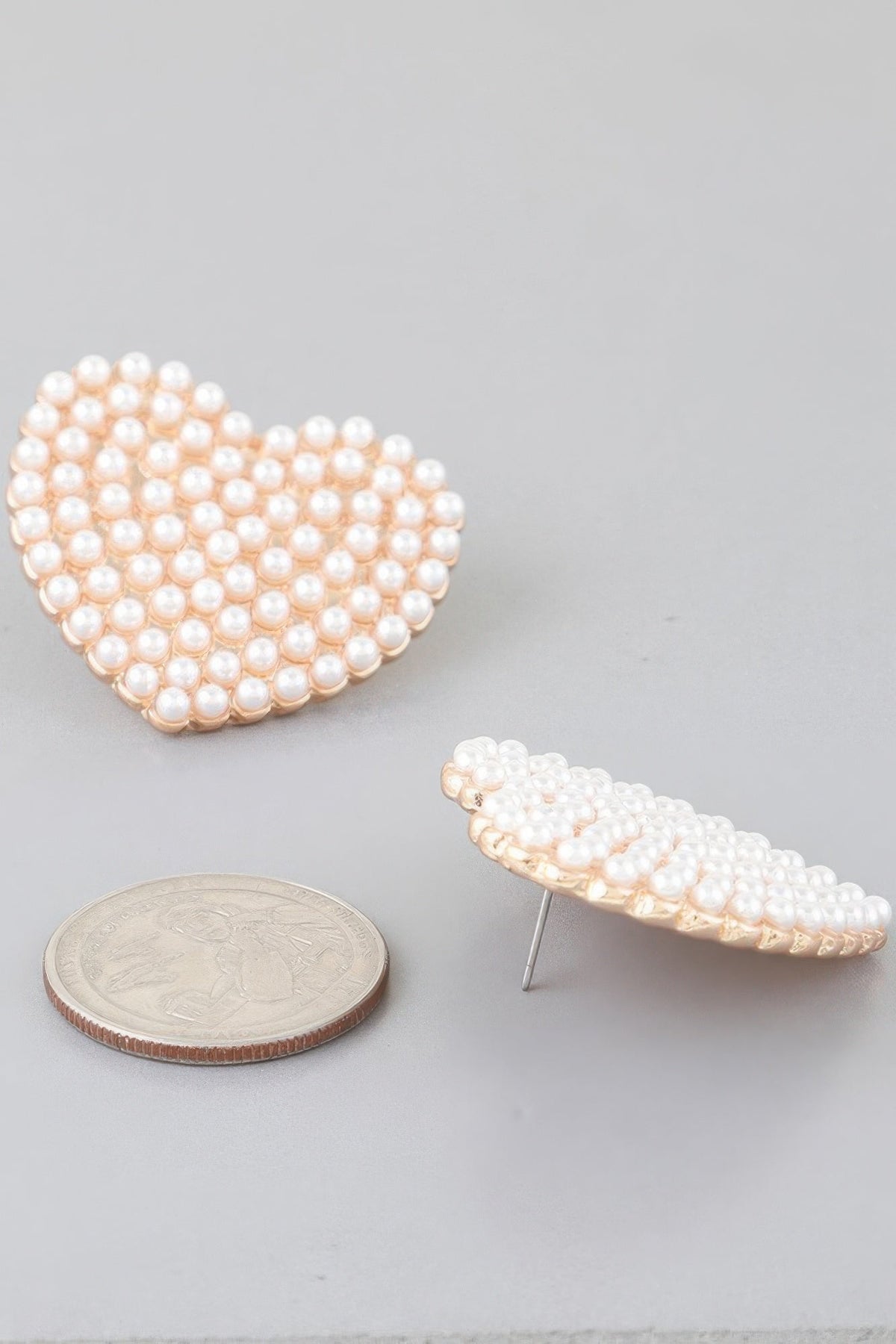 The Pearled Heart Stud Earrings