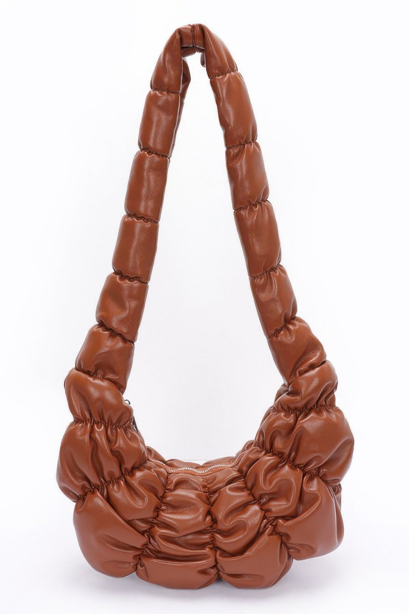 Quilted Puffer Shoulder Bag | Ruched Faux Leather Hobo